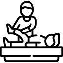 icon με έναν φυσικοθεραπευτή και θεραπευόμενο